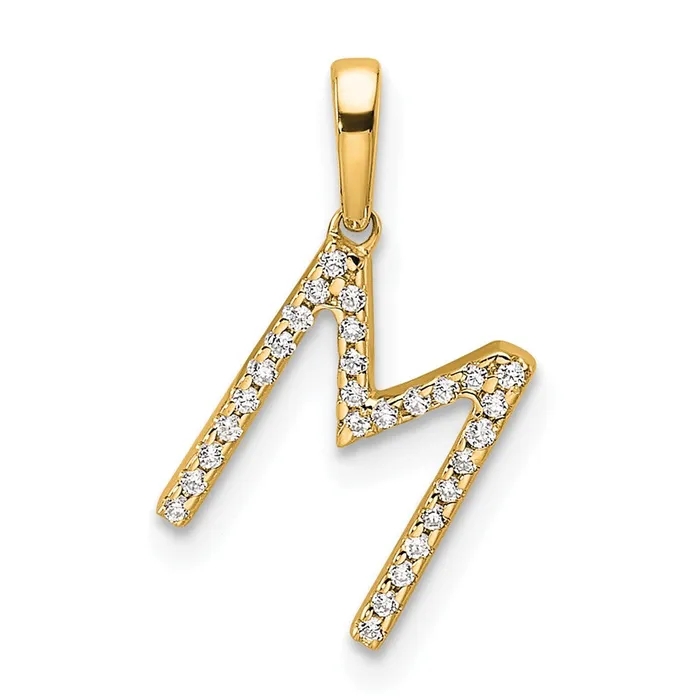 TreasureFineJewelers Necklaces 14k Yellow Gold Diamond Letter M Initial Pendant TreasureFineJewelers Necklaces 14k Yellow Gold Diamond Letter M Initial Pendant