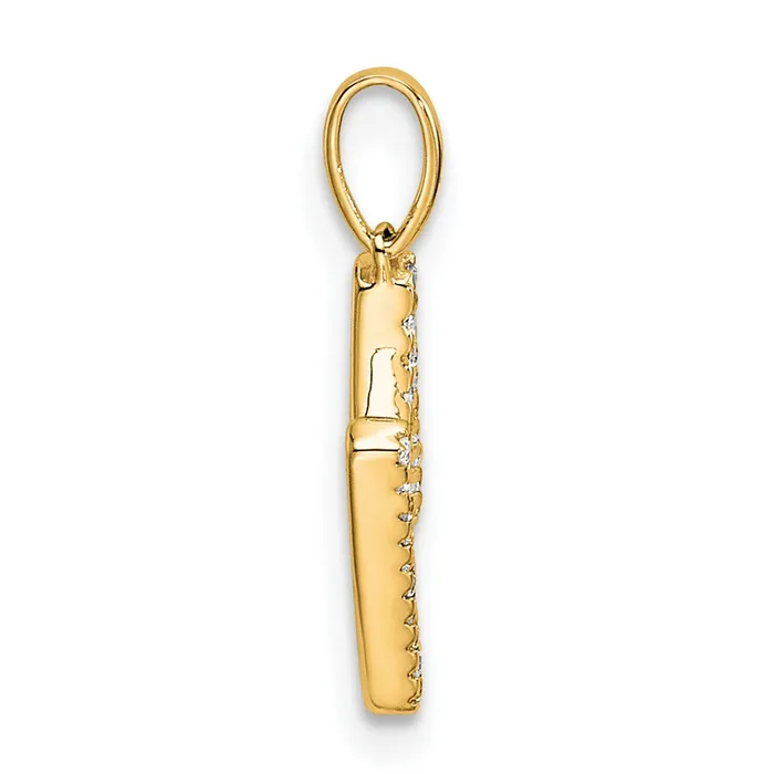 TreasureFineJewelers Necklaces 14k Yellow Gold Diamond Letter M Initial Pendant