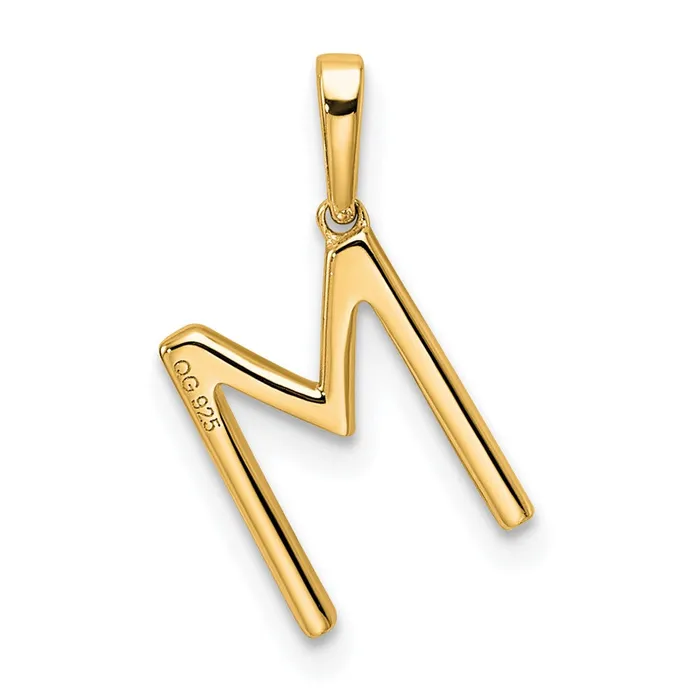 TreasureFineJewelers Necklaces 14k Yellow Gold Diamond Letter M Initial Pendant