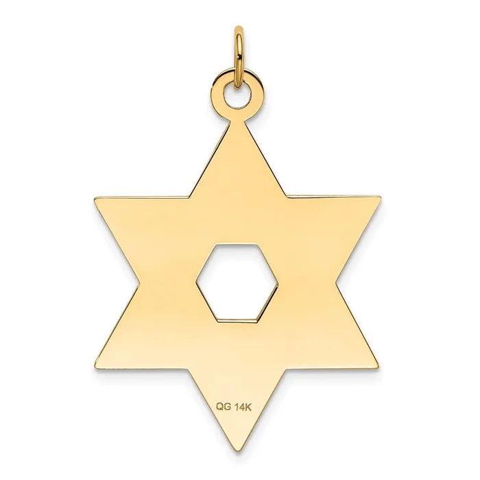 TreasureFineJewelers Necklaces 14k Yellow Gold Laser Designed Star of David Pendant