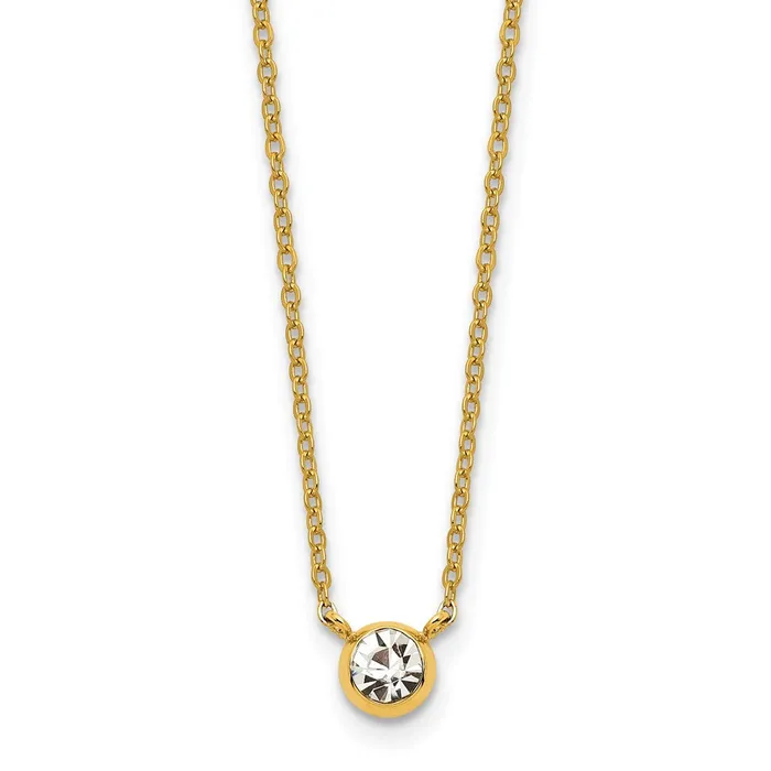 TreasureFineJewelers Necklaces Chisel Stainless Steel Polished Yellow IPplated Glass Pendant on a 16 inch Cable Chain with a 2 inch Extension Necklace TreasureFineJewelers Necklaces Chisel Stainless Steel Polished Yellow IPplated Glass Pendant on a 16 inch Cable Chain with a 2 inch Extension Necklace