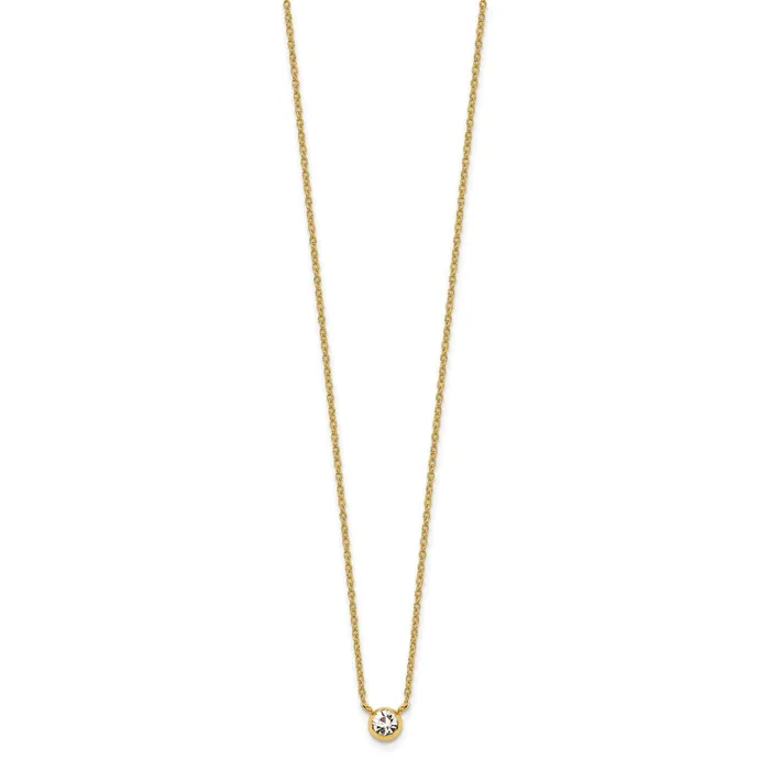 TreasureFineJewelers Necklaces Chisel Stainless Steel Polished Yellow IPplated Glass Pendant on a 16 inch Cable Chain with a 2 inch Extension Necklace