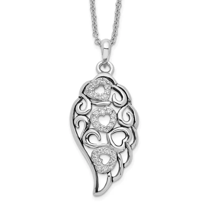 TreasureFineJewelers Necklaces Sentimental Expressions Sterling Silver Rhodiumplated CZ Wind Beneath My Wings 18in Necklace TreasureFineJewelers Necklaces Sentimental Expressions Sterling Silver Rhodiumplated CZ Wind Beneath My Wings 18in Necklace