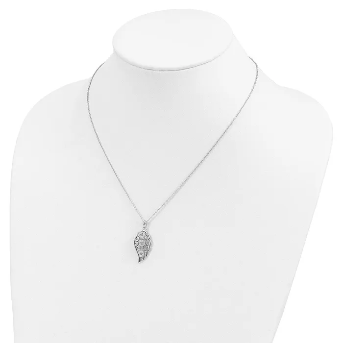 TreasureFineJewelers Necklaces Sentimental Expressions Sterling Silver Rhodiumplated CZ Wind Beneath My Wings 18in Necklace