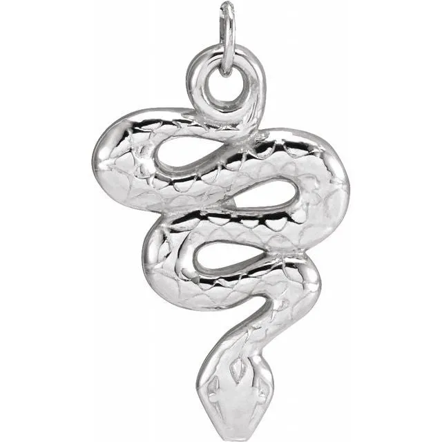 TreasureFineJewelers Necklaces Sterling Silver 151x98 mm Snake Pendant