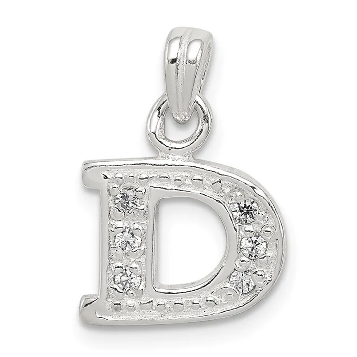 TreasureFineJewelers Necklaces Sterling Silver CZ Letter D Initial Pendant TreasureFineJewelers Necklaces Sterling Silver CZ Letter D Initial Pendant