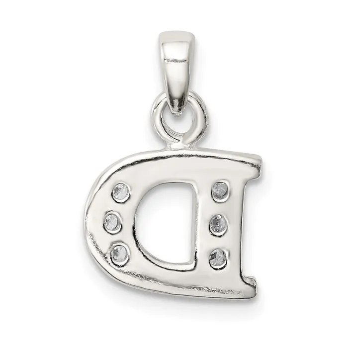 TreasureFineJewelers Necklaces Sterling Silver CZ Letter D Initial Pendant