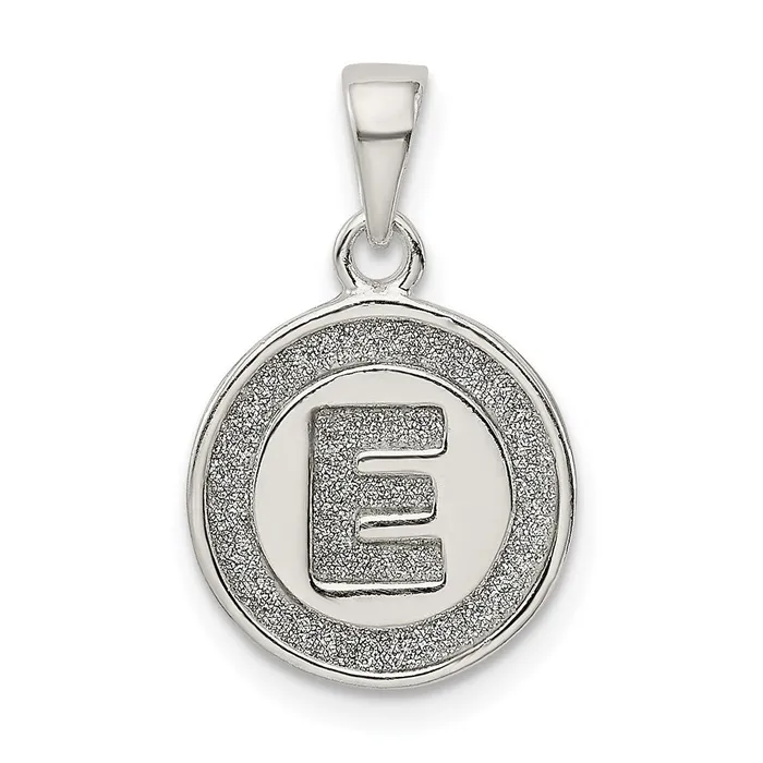 TreasureFineJewelers Necklaces Sterling Silver Glitter Enamel Letter E Initial Circle Pendant TreasureFineJewelers Necklaces Sterling Silver Glitter Enamel Letter E Initial Circle Pendant