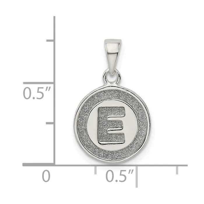 TreasureFineJewelers Necklaces Sterling Silver Glitter Enamel Letter E Initial Circle Pendant