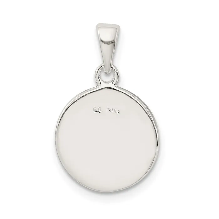TreasureFineJewelers Necklaces Sterling Silver Glitter Enamel Letter E Initial Circle Pendant