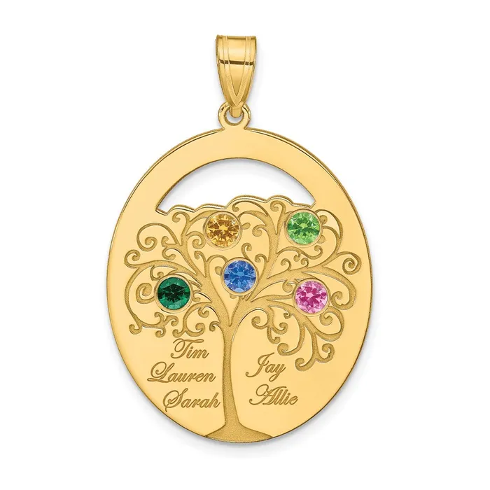 TreasureFineJewelers Necklaces Sterling SilverGoldplated 5 Birthstone with SS Bezel Family Pendant