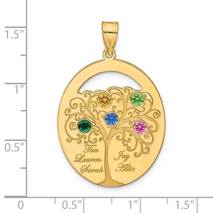 TreasureFineJewelers Necklaces Sterling SilverGoldplated 5 Birthstone with SS Bezel Family Pendant