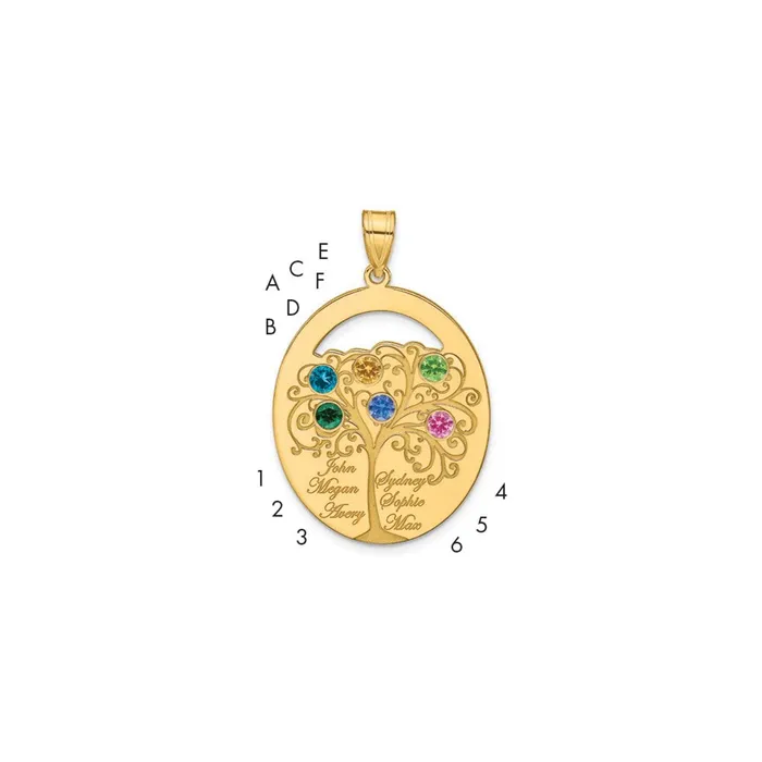 TreasureFineJewelers Necklaces Sterling SilverGoldplated 6 Birthstone with SS Bezel Family Pendant TreasureFineJewelers Necklaces Sterling SilverGoldplated 6 Birthstone with SS Bezel Family Pendant