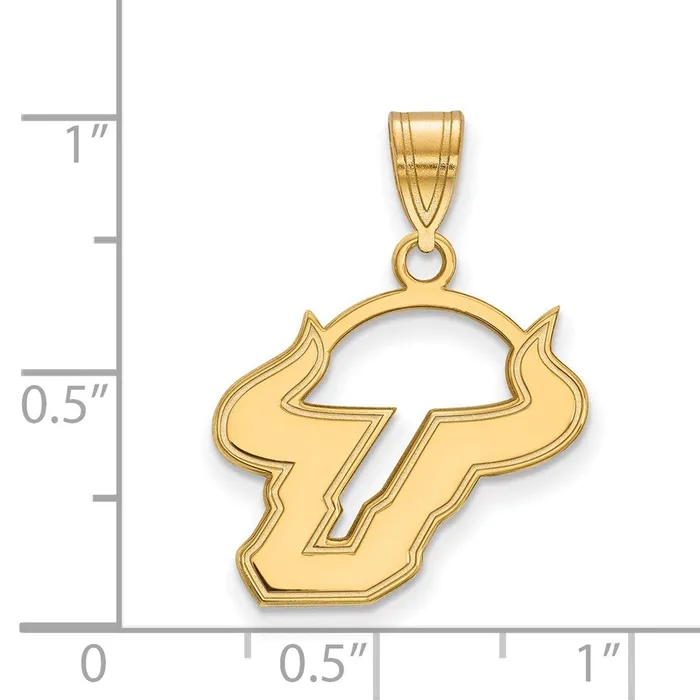 TreasureFineJewelers Necklaces Sterling Silver Goldplated University of South Florida Bull Medium Pendant