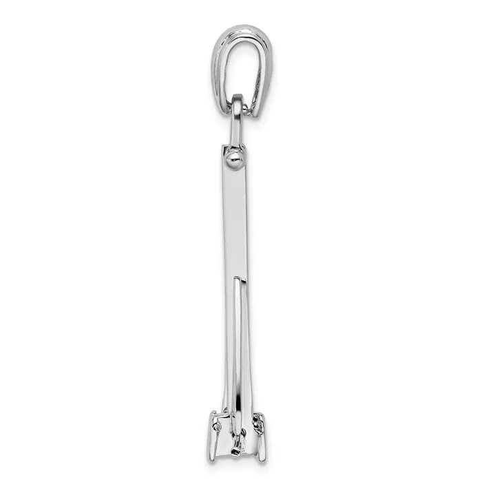 TreasureFineJewelers Necklaces Sterling Silver Polished 3D Moveable Danforth Anchor Pendant