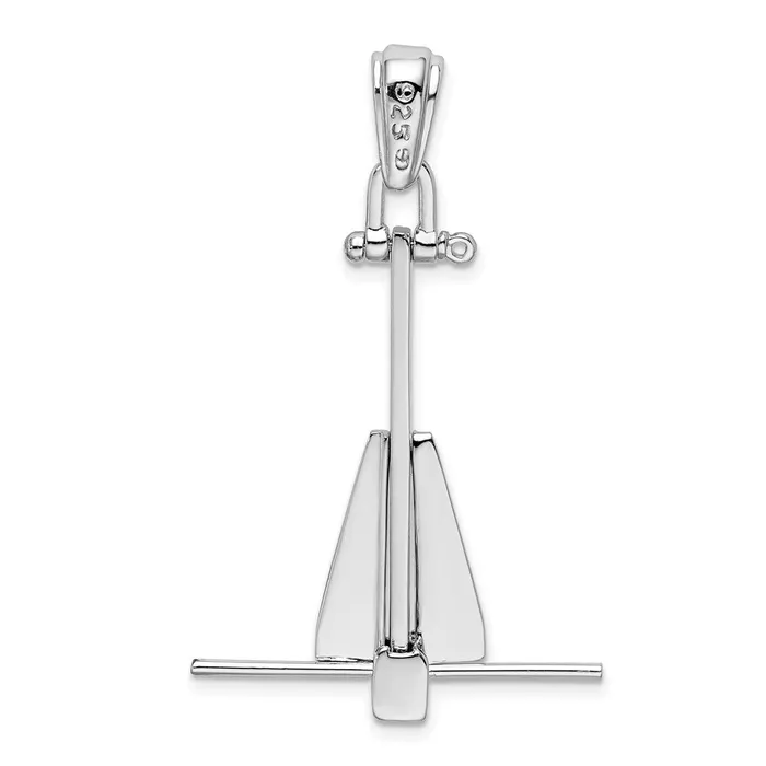 TreasureFineJewelers Necklaces Sterling Silver Polished 3D Moveable Danforth Anchor Pendant