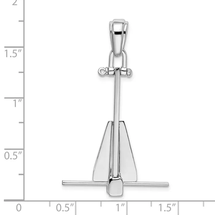 TreasureFineJewelers Necklaces Sterling Silver Polished 3D Moveable Danforth Anchor Pendant