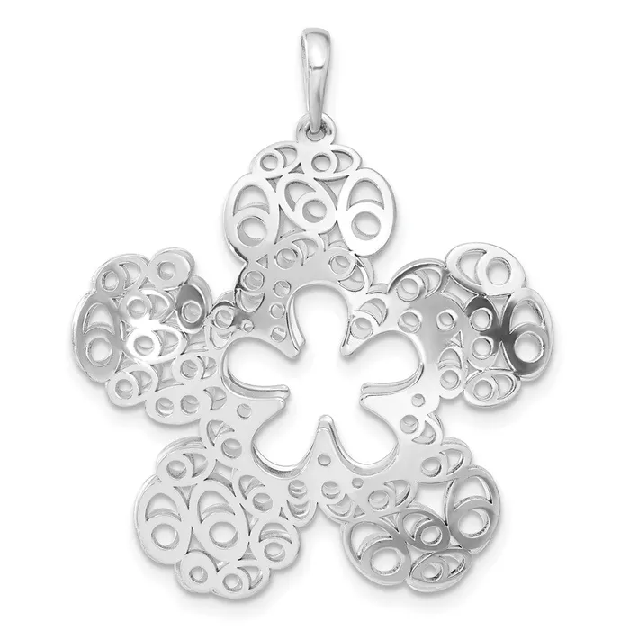 TreasureFineJewelers Necklaces Sterling Silver Polished Filigree Flower Pendant TreasureFineJewelers Necklaces Sterling Silver Polished Filigree Flower Pendant