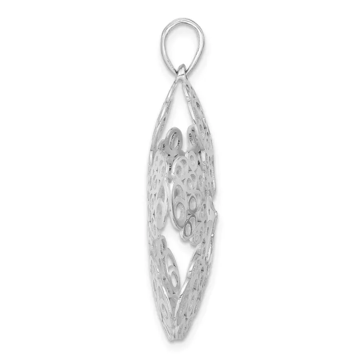 TreasureFineJewelers Necklaces Sterling Silver Polished Filigree Flower Pendant