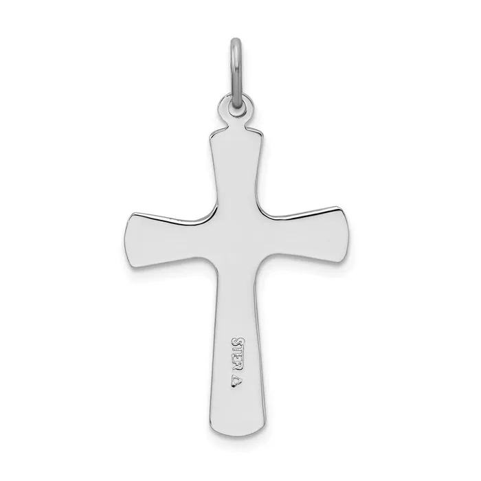 TreasureFineJewelers Necklaces Sterling Silver Rhodiumplated Enamel Cross Pendant