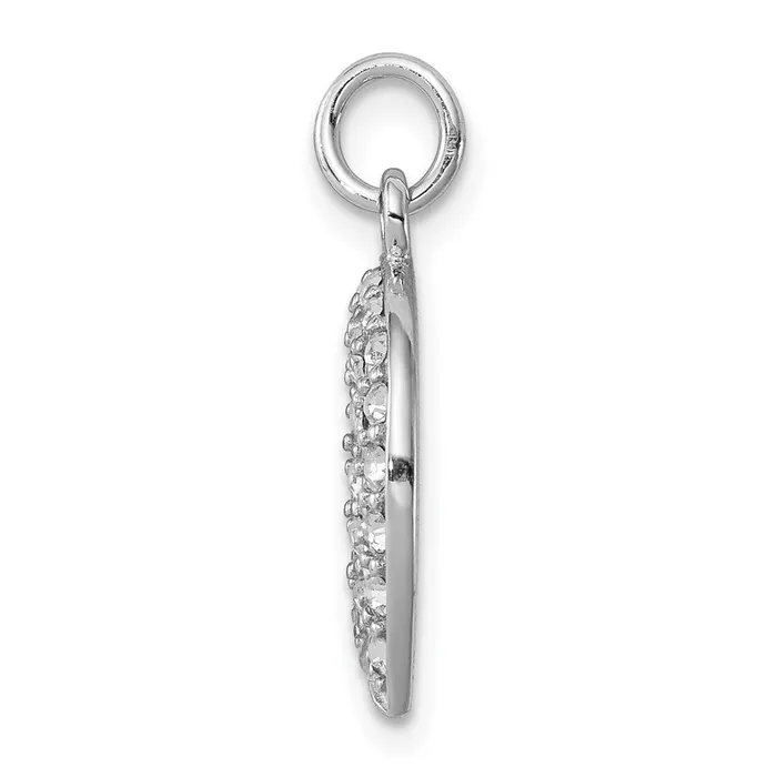 TreasureFineJewelers Necklaces Sterling Silver Rhodiumplated Horseshoe wCrystal Pendant