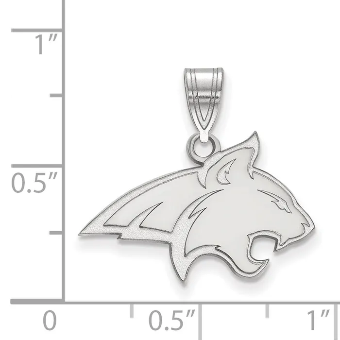 TreasureFineJewelers Necklaces Sterling Silver Rhodiumplated Montana State University Bobcat Medium Pendant