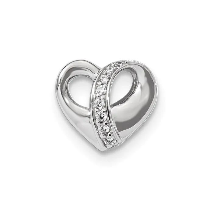 TreasureFineJewelers Necklaces Sterling Silver Rhodiumplated Polished CZ Heart Chain Slide Pendant TreasureFineJewelers Necklaces Sterling Silver Rhodiumplated Polished CZ Heart Chain Slide Pendant