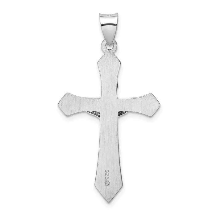 TreasureFineJewelers Necklaces Sterling Silver Rhodiumplated Polished INRI Crucifix Pendant