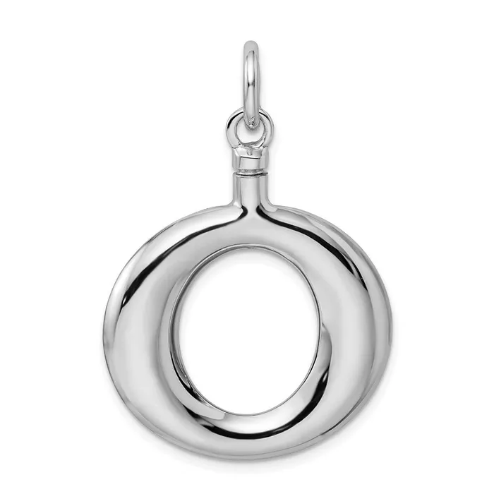 TreasureFineJewelers Necklaces Sterling Silver Rhodiumplated Polished Round Ash Holder Pendant