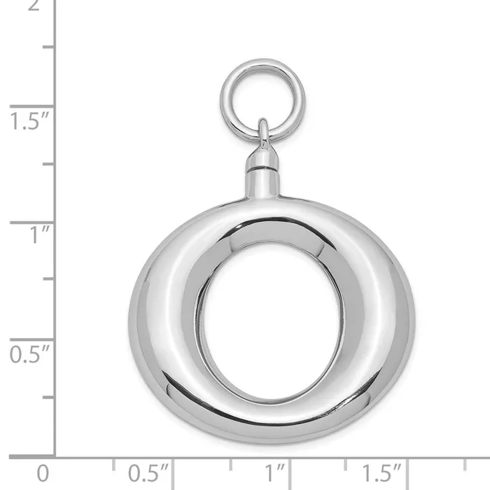 TreasureFineJewelers Necklaces Sterling Silver Rhodiumplated Polished Round Ash Holder Pendant