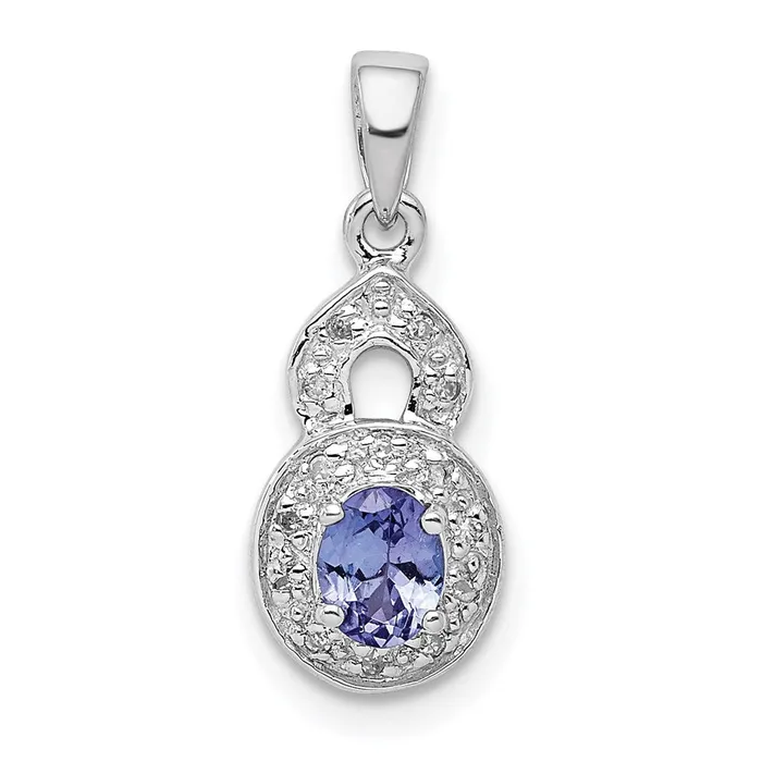 TreasureFineJewelers Necklaces Sterling Silver Rhodiumplated Tanzanite Diamond Pendant TreasureFineJewelers Necklaces Sterling Silver Rhodiumplated Tanzanite Diamond Pendant