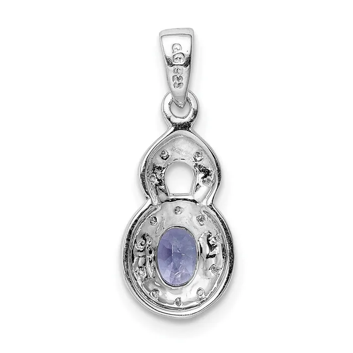TreasureFineJewelers Necklaces Sterling Silver Rhodiumplated Tanzanite Diamond Pendant