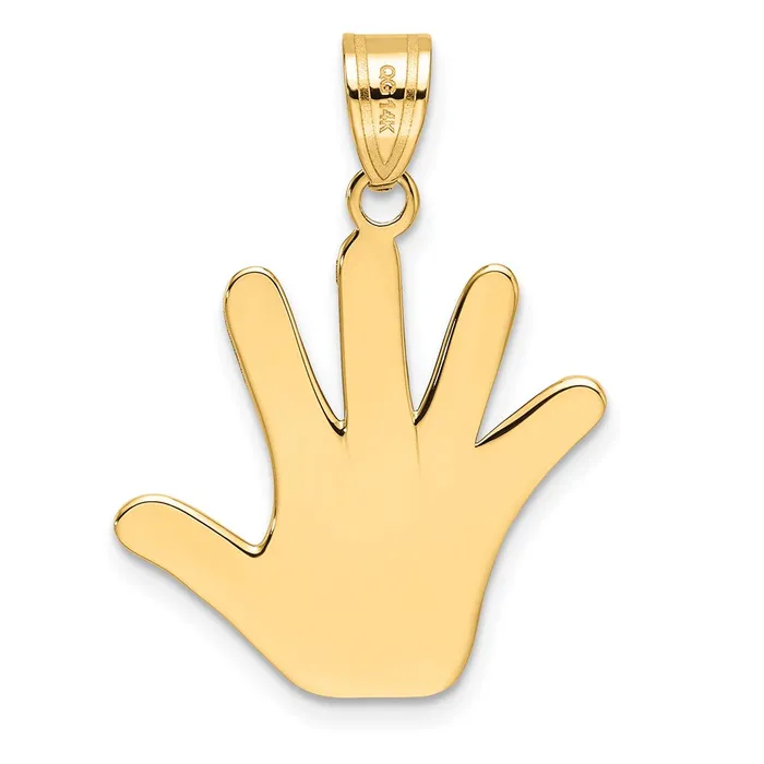TreasureFineJewelers PreStyled Sets 14k Yellow Gold Enameled AUTISM Handprint Pendant
