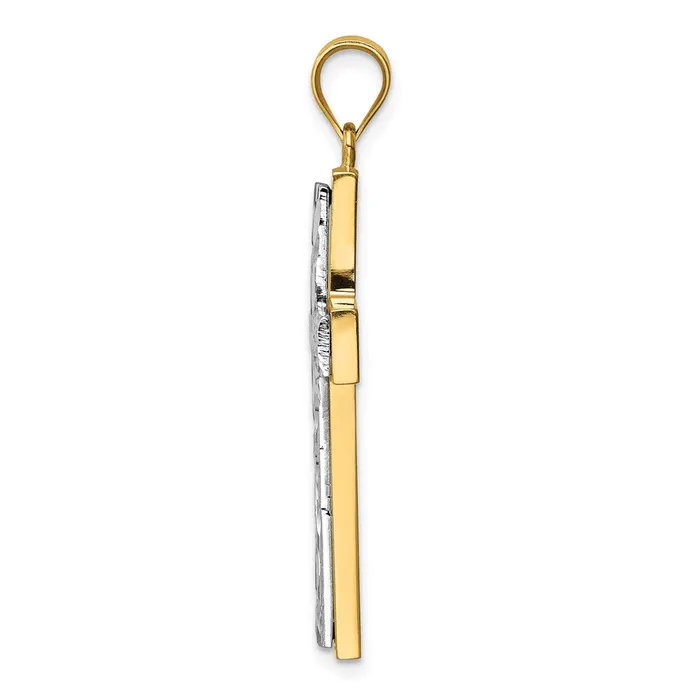 TreasureFineJewelers Rings 14K Twotone Polished Diamondcut Cross Pendant