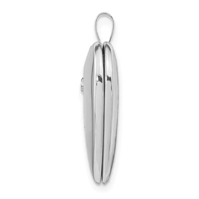TreasureFineJewelers Rings 14k White Gold 20mm White Gold Diamond Polished and Satin Heart Locket
