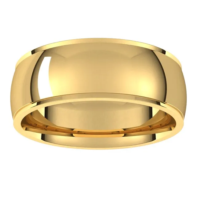 TreasureFineJewelers Rings 14K Yellow Gold 7 mm Half Round Edge Comfort Fit Wedding Band