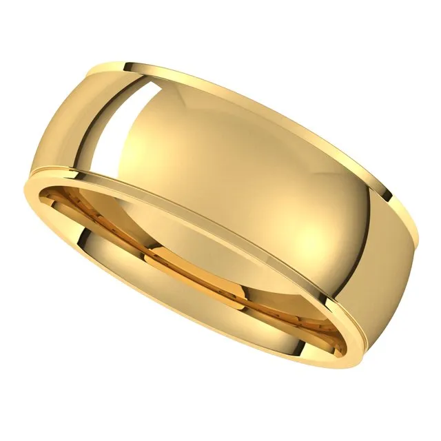 TreasureFineJewelers Rings 14K Yellow Gold 7 mm Half Round Edge Comfort Fit Wedding Band