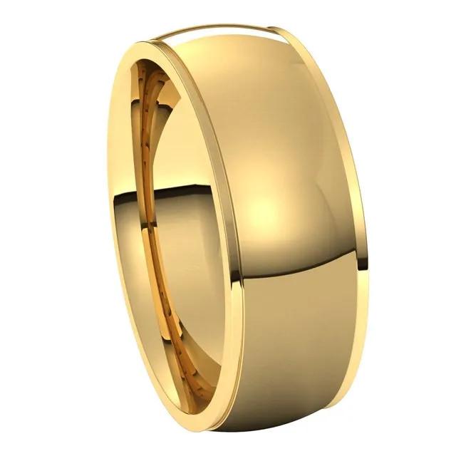 TreasureFineJewelers Rings 14K Yellow Gold 7 mm Half Round Edge Comfort Fit Wedding Band