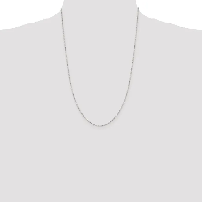 TreasureFineJewelers Rings Sterling Silver 1mm Diamondcut Long Link Cable Chain