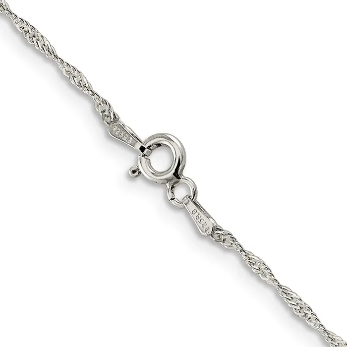 TreasureFineJewelers Rings Sterling Silver 1mm Diamondcut Long Link Cable Chain