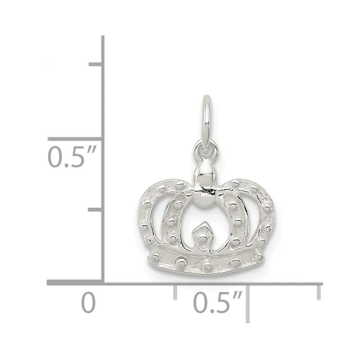 TreasureFineJewelers Rings Sterling Silver Crown Charm