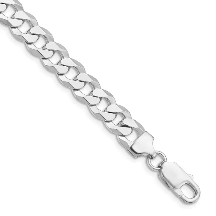 TreasureFineJewelers Rings Sterling Silver Rhodiumplated 85mm Flat Curb Chain TreasureFineJewelers Rings Sterling Silver Rhodiumplated 85mm Flat Curb Chain