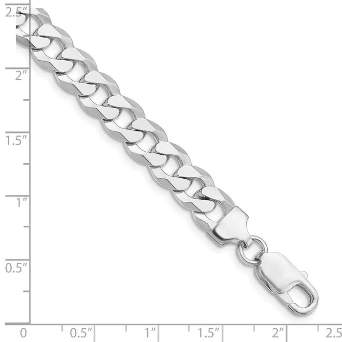 TreasureFineJewelers Rings Sterling Silver Rhodiumplated 85mm Flat Curb Chain