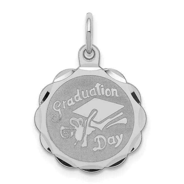 TreasureFineJewelers Rings Sterling Silver Rhodiumplated Graduation Day Disc Charm TreasureFineJewelers Rings Sterling Silver Rhodiumplated Graduation Day Disc Charm