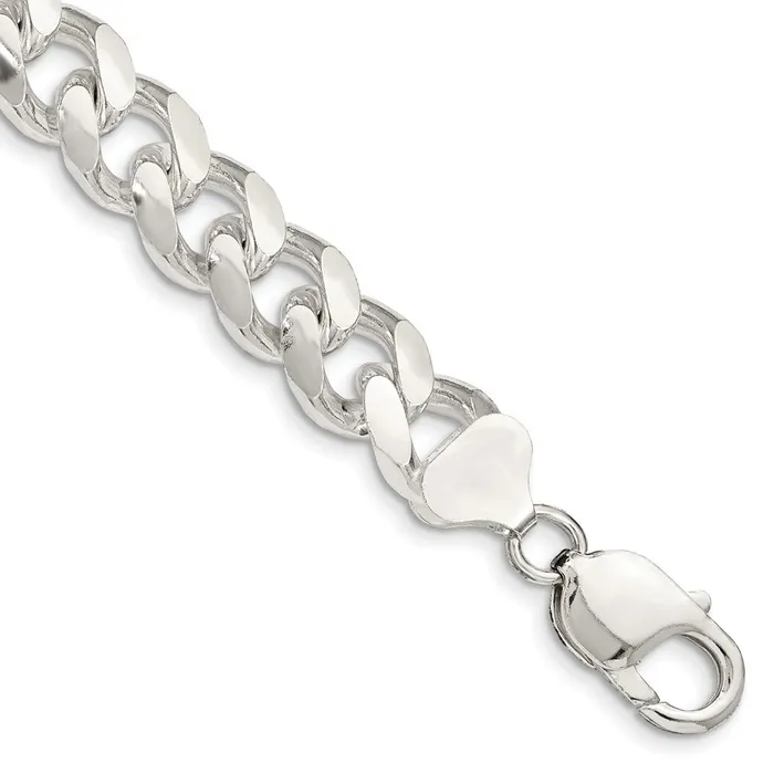 TreasureFineJewelers Sterling Silver 105mm Domed w Side DC Curb Chain Necklaces TreasureFineJewelers Sterling Silver 105mm Domed w Side DC Curb Chain Necklaces