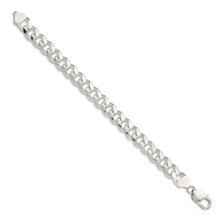 TreasureFineJewelers Sterling Silver 105mm Domed w Side DC Curb Chain Necklaces