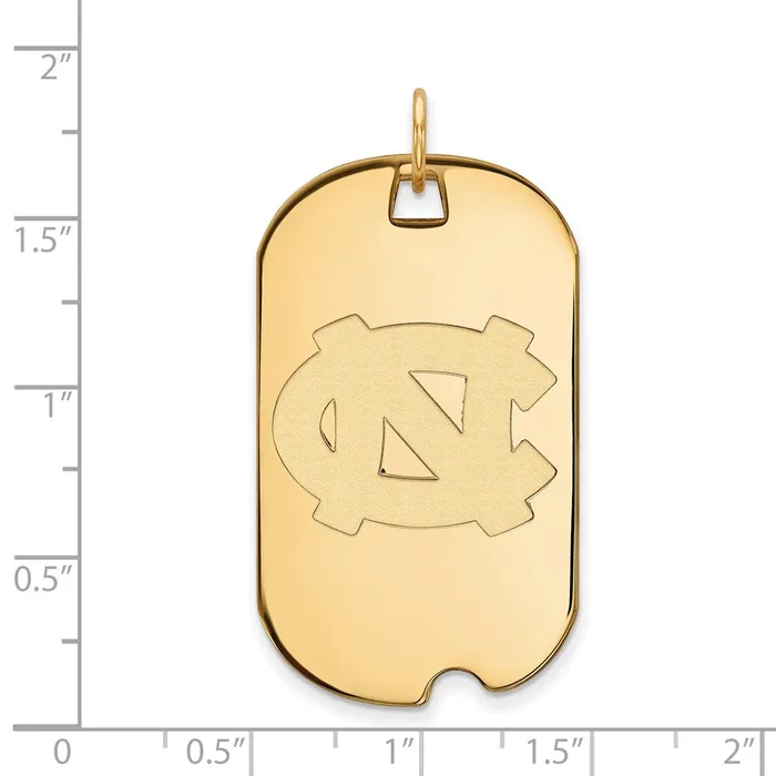 TreasureFineJewelers Sterling Silver Goldplated University of North Carolina NC Large Dog Tag Pendant Necklaces