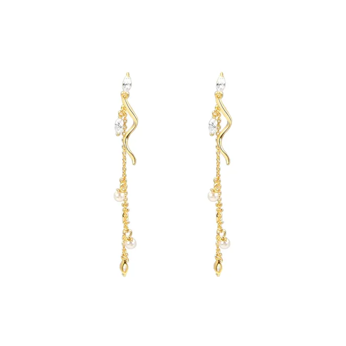 Trendolla Jewelry Earrings Leaf Tassel Pearl Drop Earrings Natures Grace Collection Trendolla Jewelry Earrings Leaf Tassel Pearl Drop Earrings Natures Grace Collection