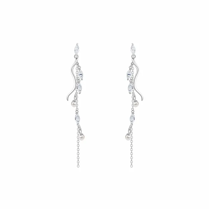 Trendolla Jewelry Earrings Leaf Tassel Pearl Drop Earrings Natures Grace Collection