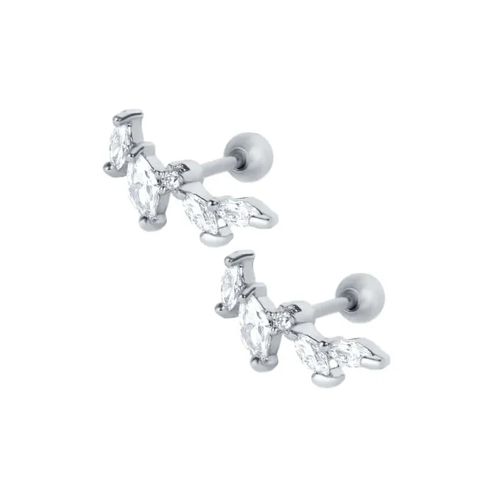 Trendolla Jewelry Mini Floral Piercing Barbell Ball Back Earrings Sleeper Earrings Earrings